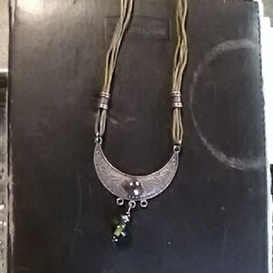 Elegant Silver and Green Pendant Necklace
